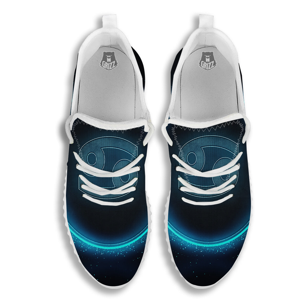 Zodiac Sign Blue Cancer Print White Walking Shoes-grizzshop