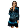 Zodiac Sign Blue Cancer Print Women's Robe-grizzshop