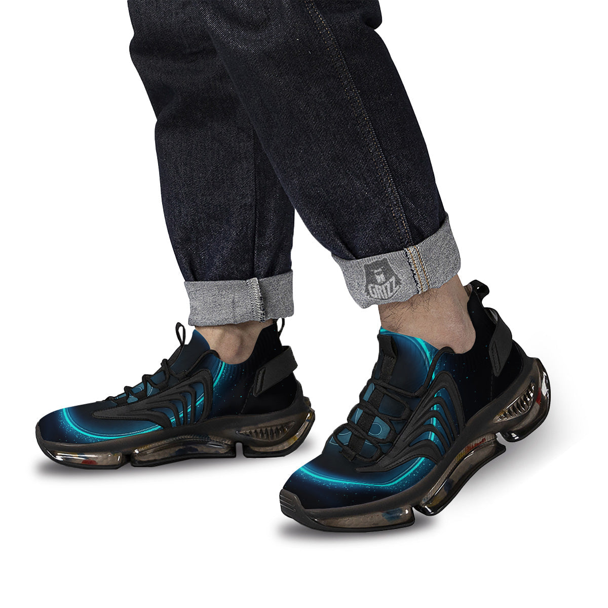 Zodiac Sign Blue Capricorn Print Black Gym Shoes-grizzshop