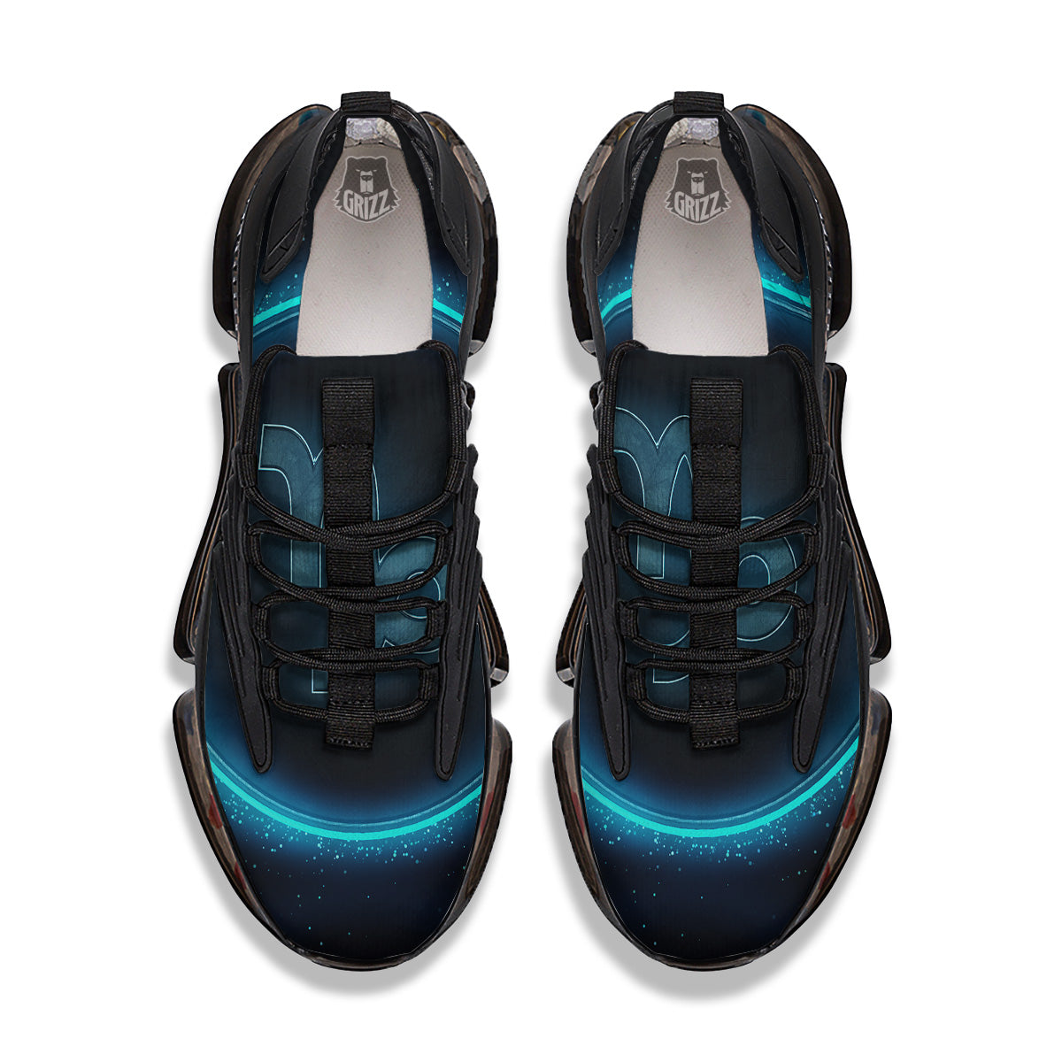 Zodiac Sign Blue Capricorn Print Black Gym Shoes-grizzshop
