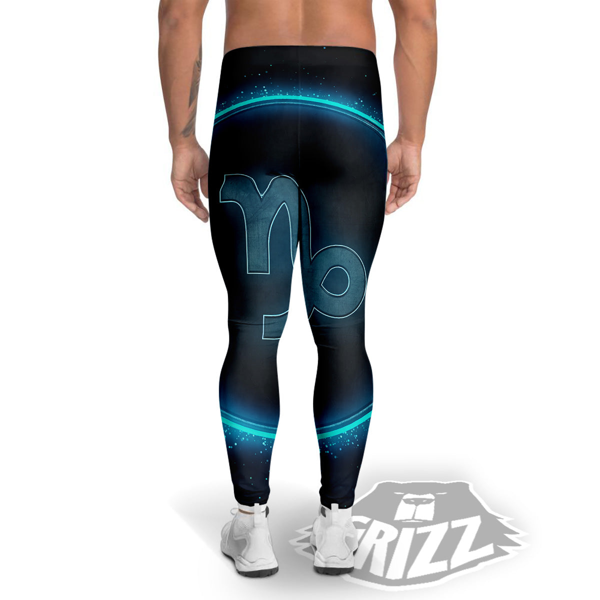 Zodiac Sign Blue Capricorn Print Men's Leggings-grizzshop