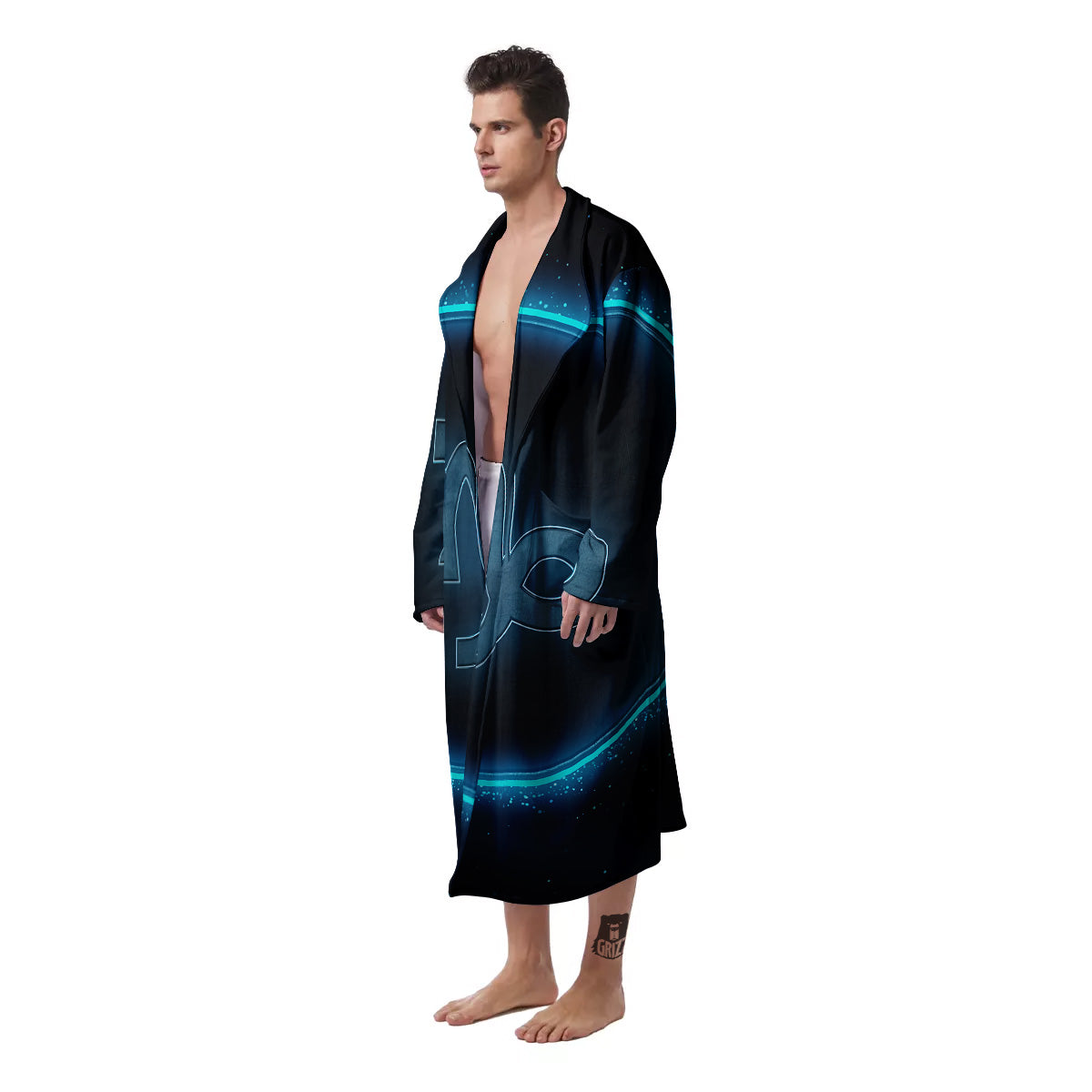 Zodiac Sign Blue Capricorn Print Men's Robe-grizzshop