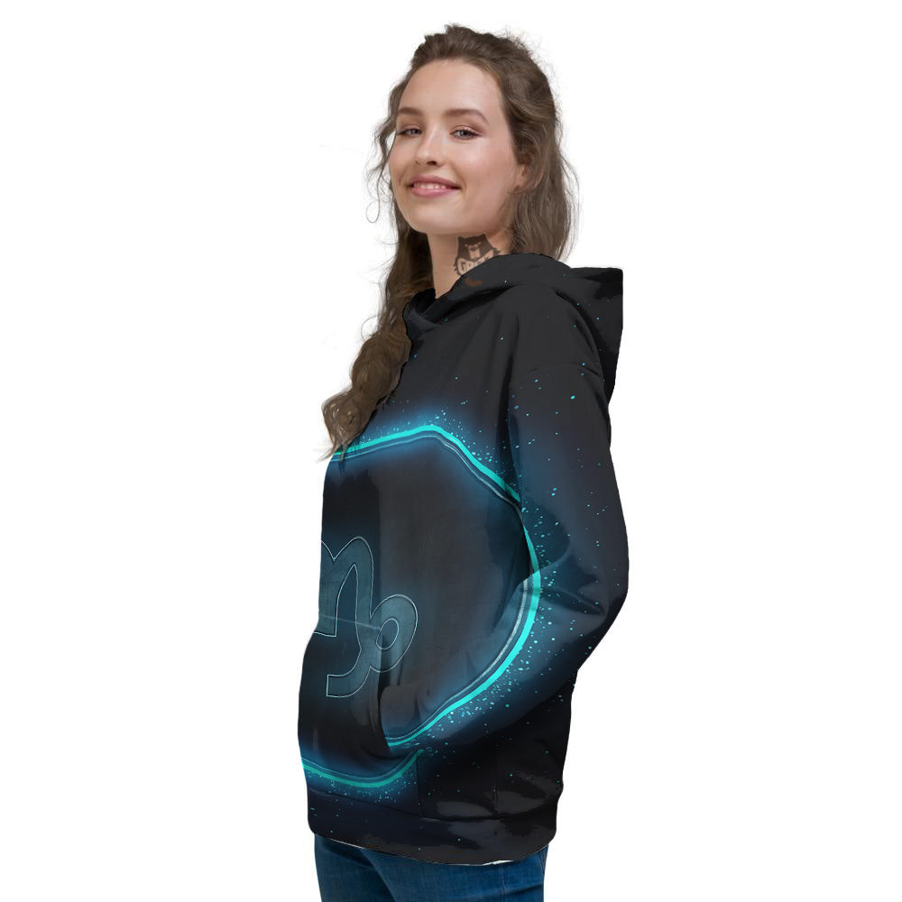 Zodiac Sign Blue Capricorn Print Women's Hoodie-grizzshop