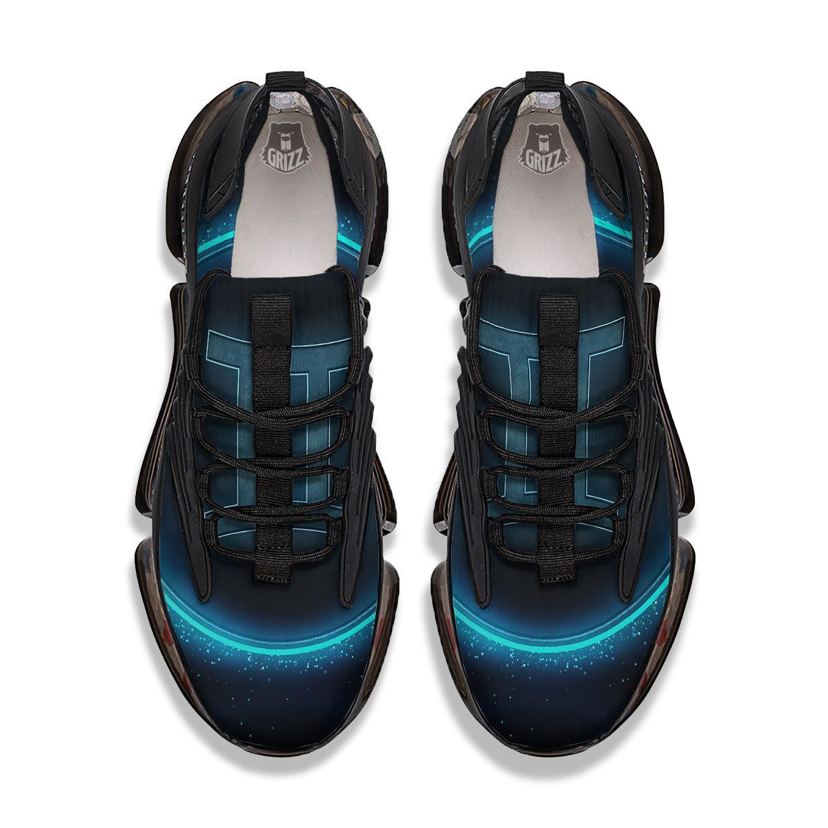 Zodiac Sign Blue Gemini Print Black Gym Shoes-grizzshop