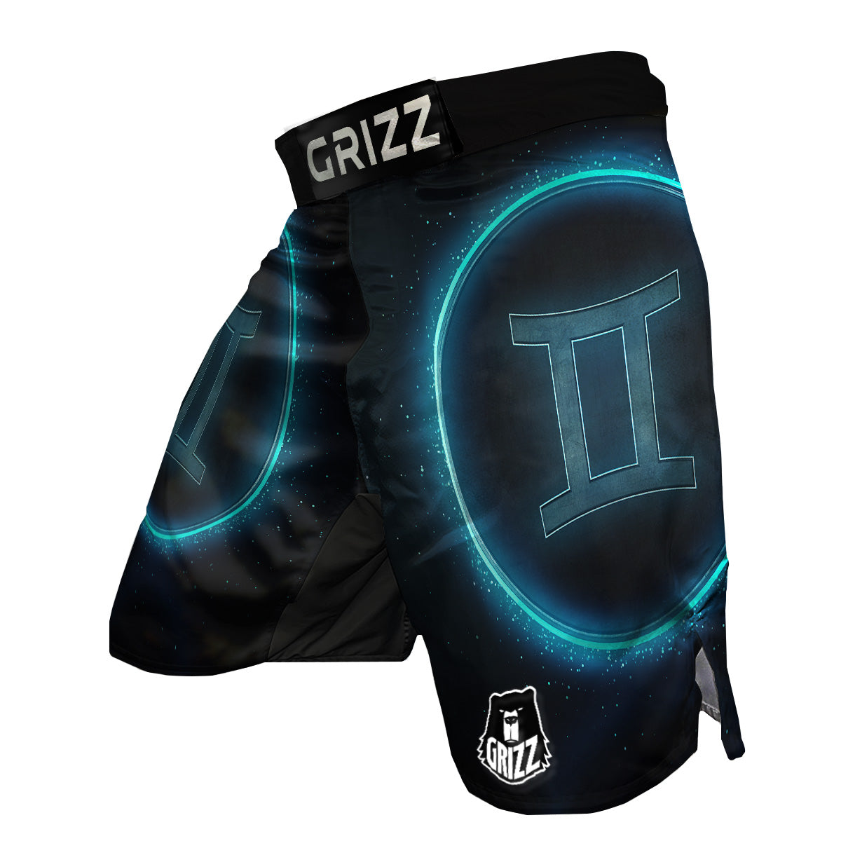 Zodiac Sign Blue Gemini Print MMA Shorts-grizzshop