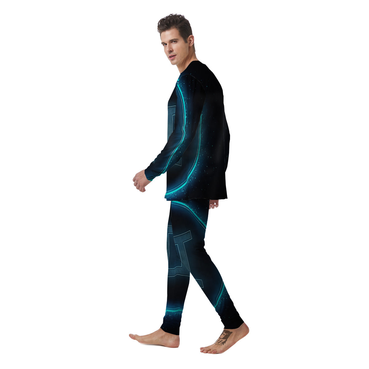 Zodiac Sign Blue Gemini Print Men's Pajamas-grizzshop