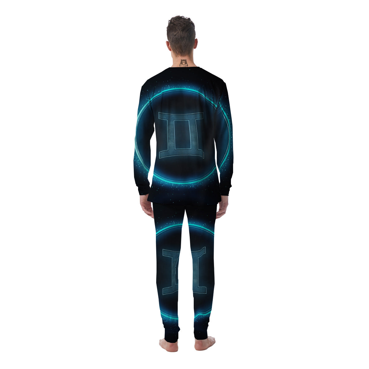 Zodiac Sign Blue Gemini Print Men's Pajamas-grizzshop