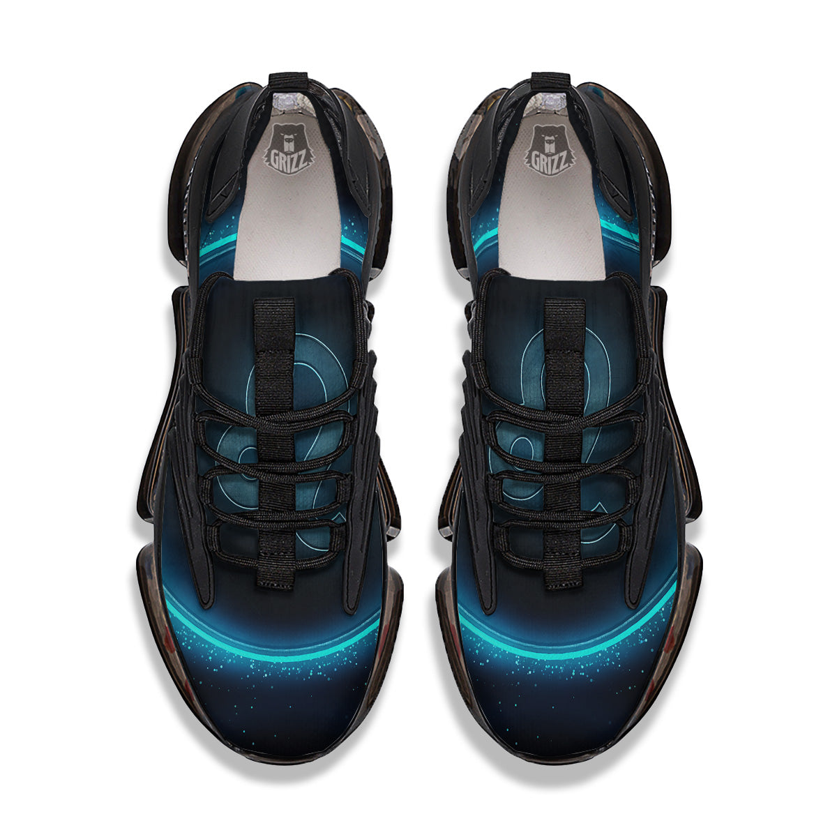 Zodiac Sign Blue Leo Print Black Gym Shoes-grizzshop