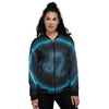 Zodiac Sign Blue Leo Print Women's Bomber Jacket-grizzshop