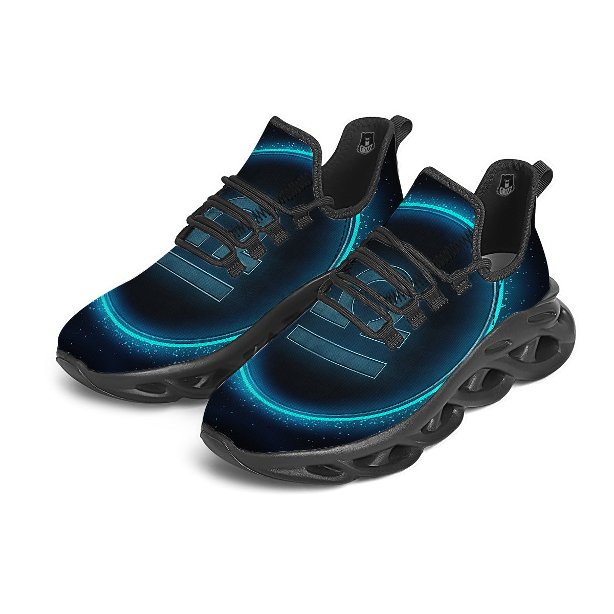 Zodiac Sign Blue Libra Print Black Running Shoes-grizzshop