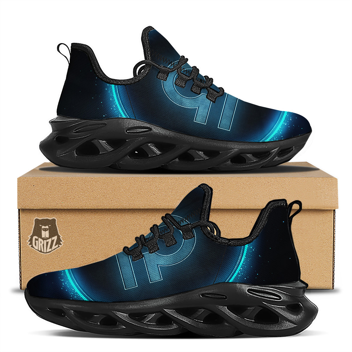 Zodiac Sign Blue Libra Print Black Running Shoes-grizzshop