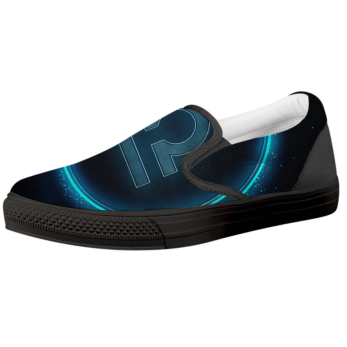 Zodiac Sign Blue Libra Print Black Slip On Shoes-grizzshop