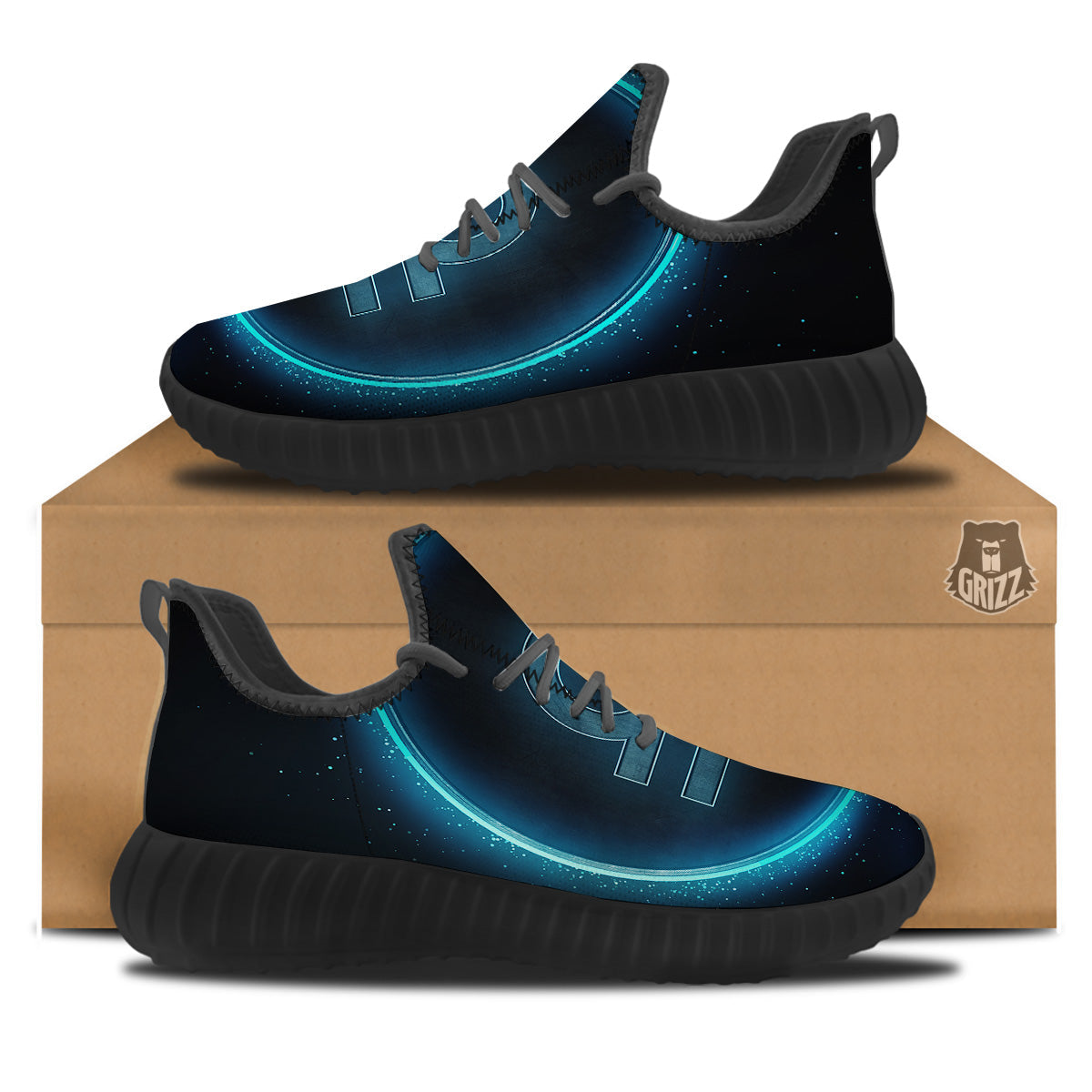 Zodiac Sign Blue Libra Print Black Walking Shoes-grizzshop