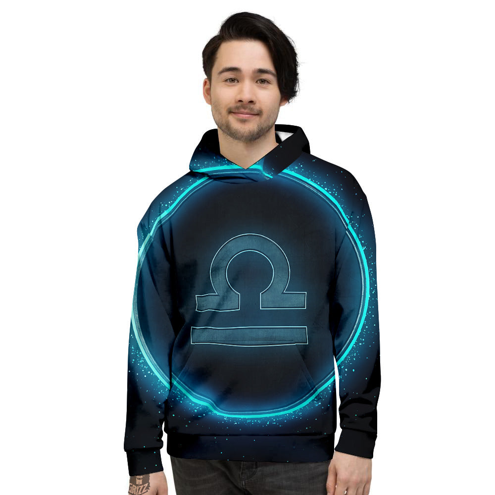Zodiac Sign Blue Libra Print Men's Hoodie-grizzshop