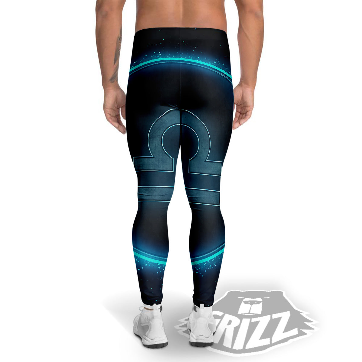 Zodiac Sign Blue Libra Print Men's Leggings-grizzshop