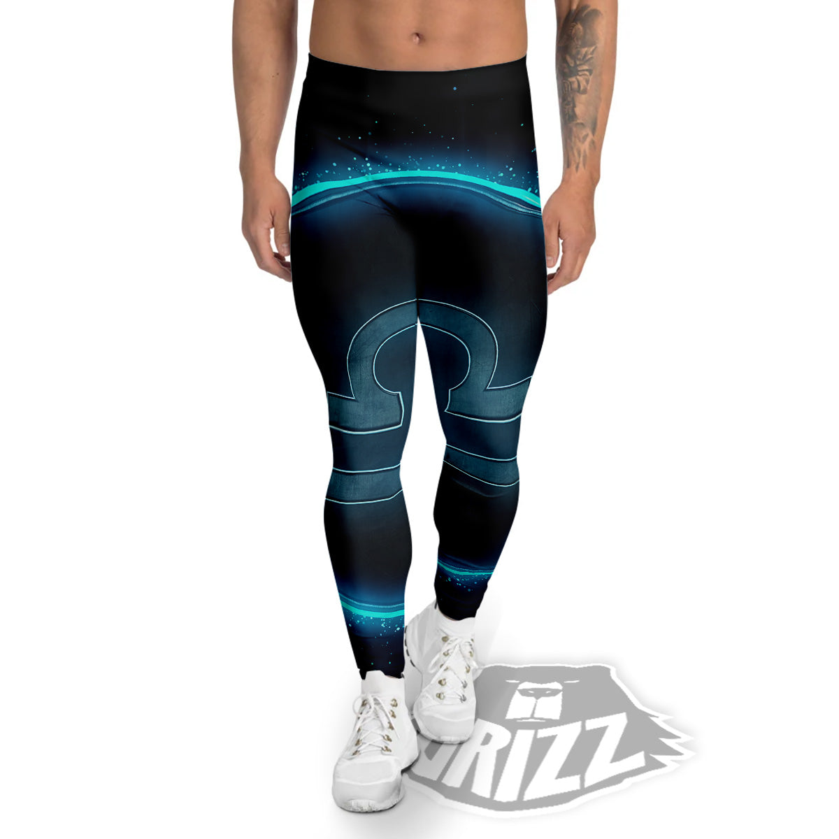 Zodiac Sign Blue Libra Print Men's Leggings-grizzshop