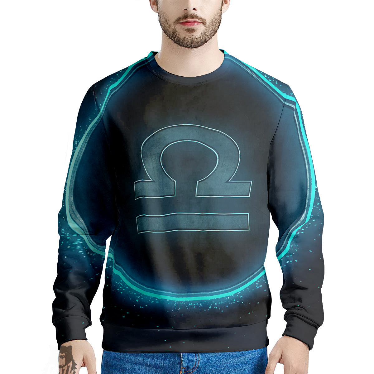 Zodiac Sign Blue Libra Print Men's Sweatshirt-grizzshop