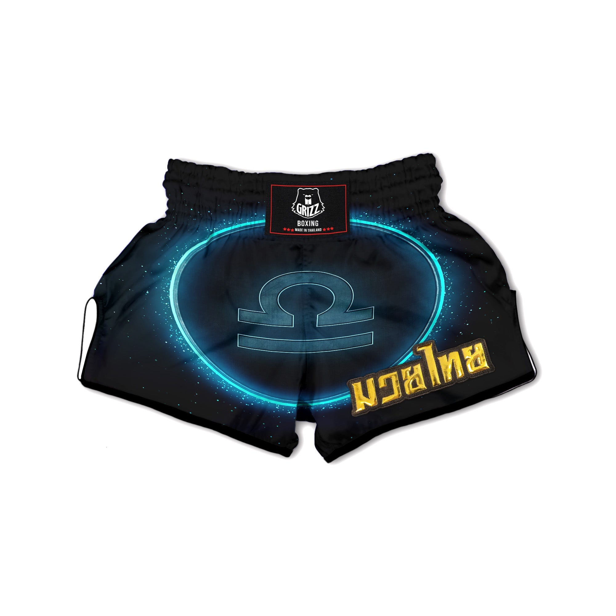 Zodiac Sign Blue Libra Print Muay Thai Boxing Shorts-grizzshop