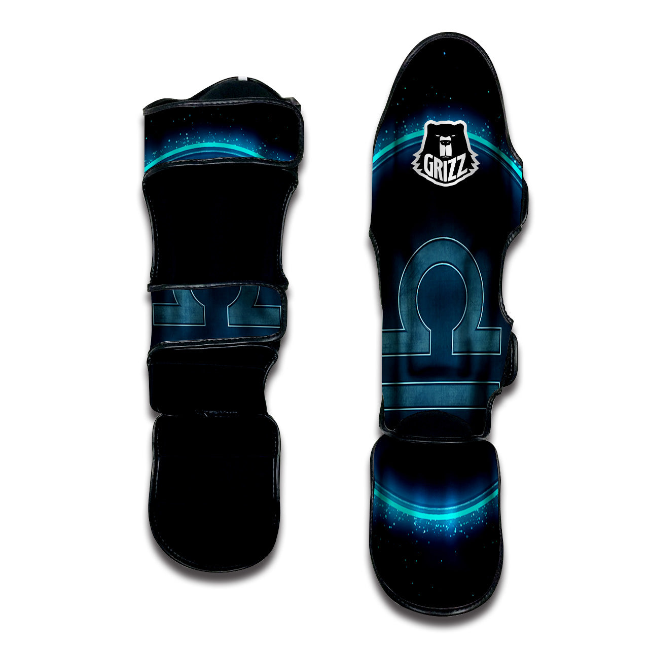 Zodiac Sign Blue Libra Print Muay Thai Shin Guards-grizzshop