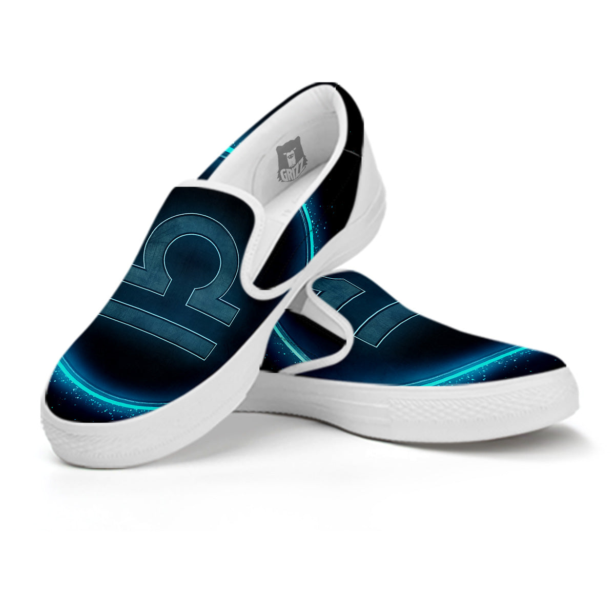 Zodiac Sign Blue Libra Print White Slip On Shoes-grizzshop
