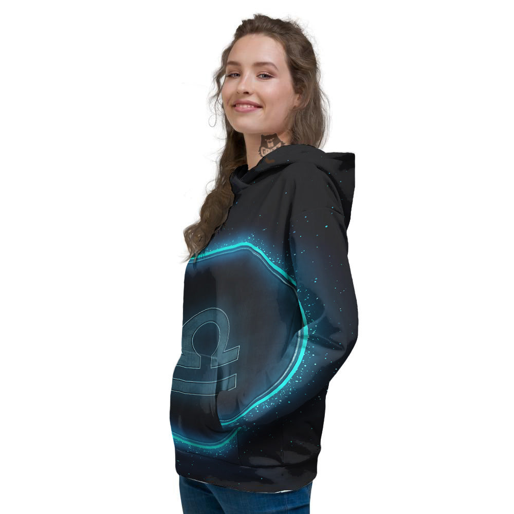 Zodiac Sign Blue Libra Print Women's Hoodie-grizzshop