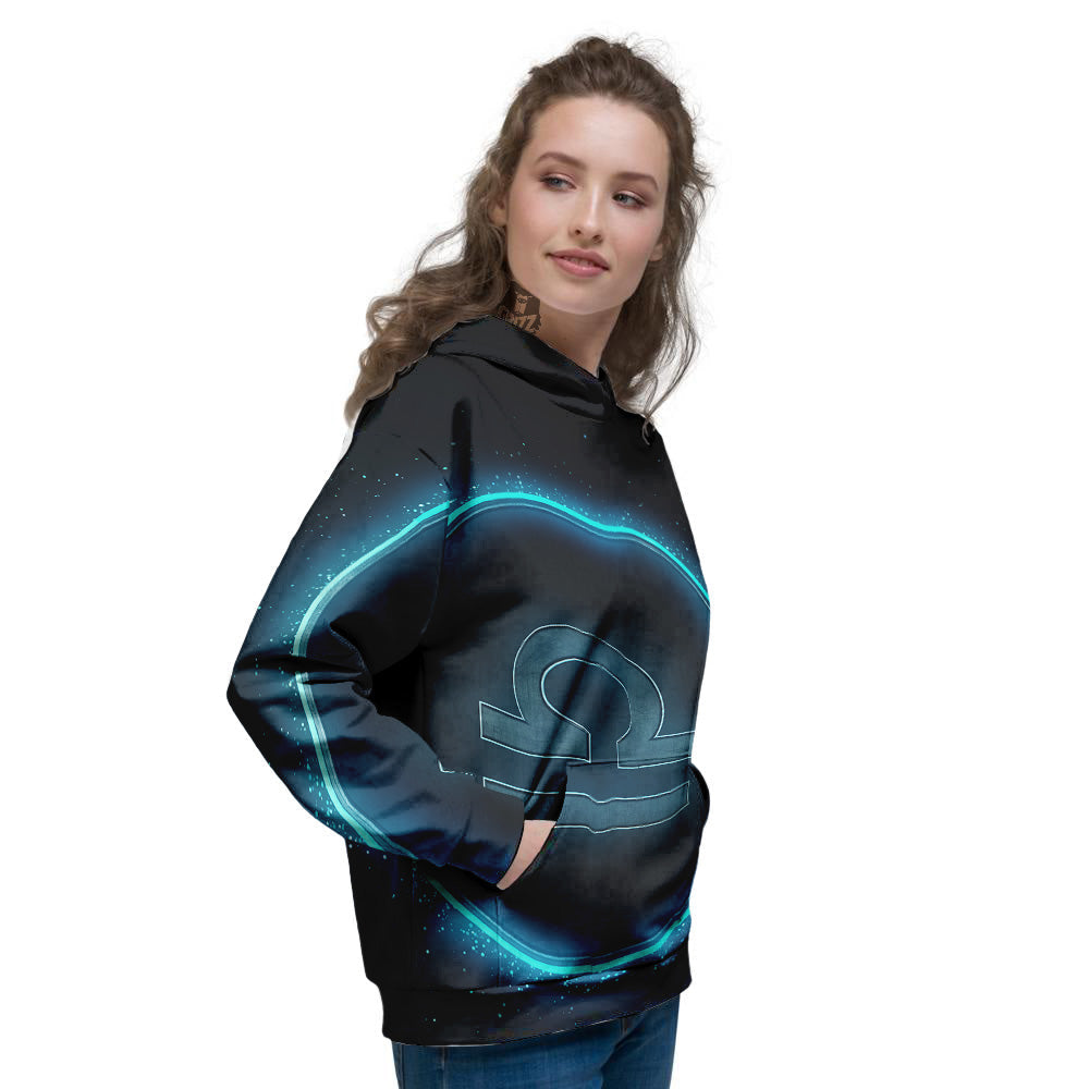 Zodiac Sign Blue Libra Print Women's Hoodie-grizzshop