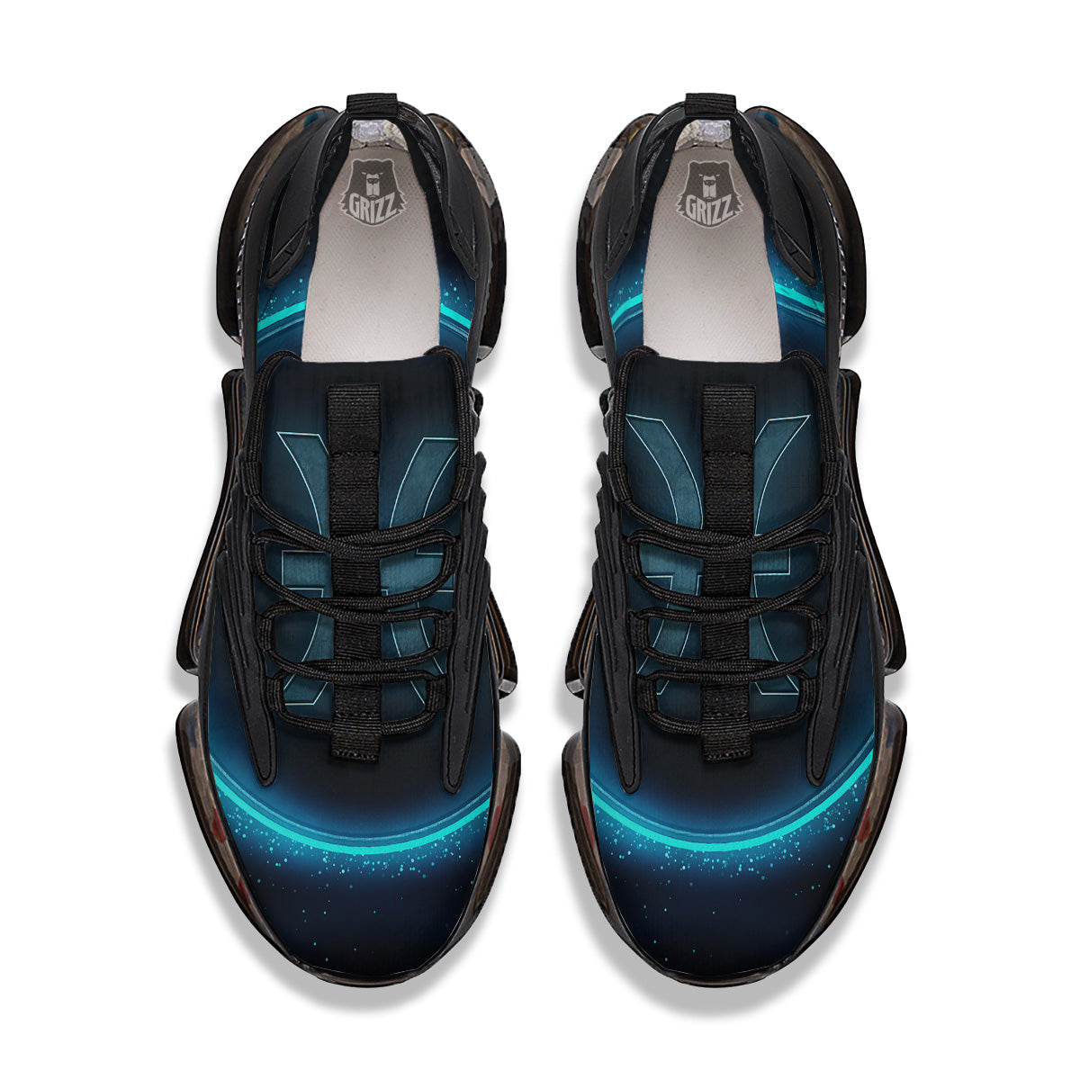 Zodiac Sign Blue Pisces Print Black Gym Shoes-grizzshop