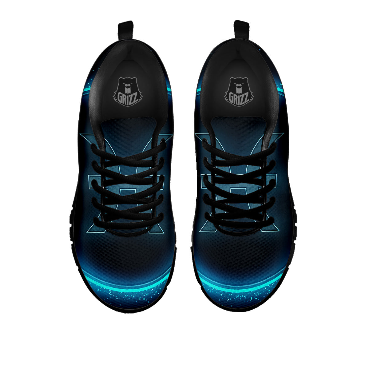 Zodiac Sign Blue Pisces Print Black Sneaker-grizzshop