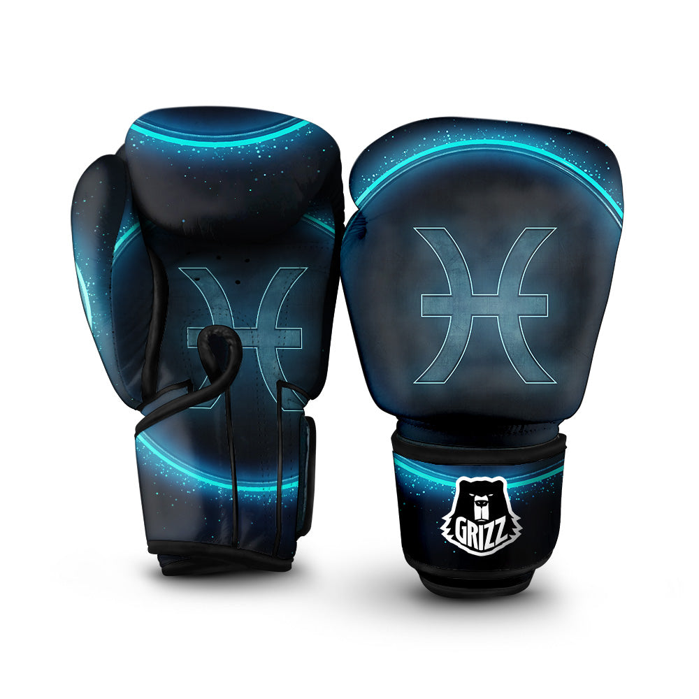 Zodiac Sign Blue Pisces Print Boxing Gloves-grizzshop