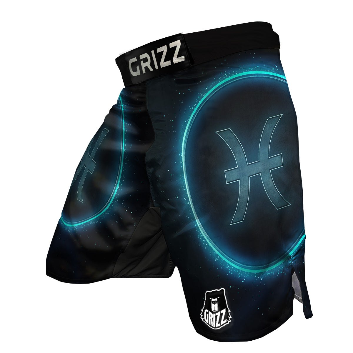 Zodiac Sign Blue Pisces Print MMA Shorts-grizzshop