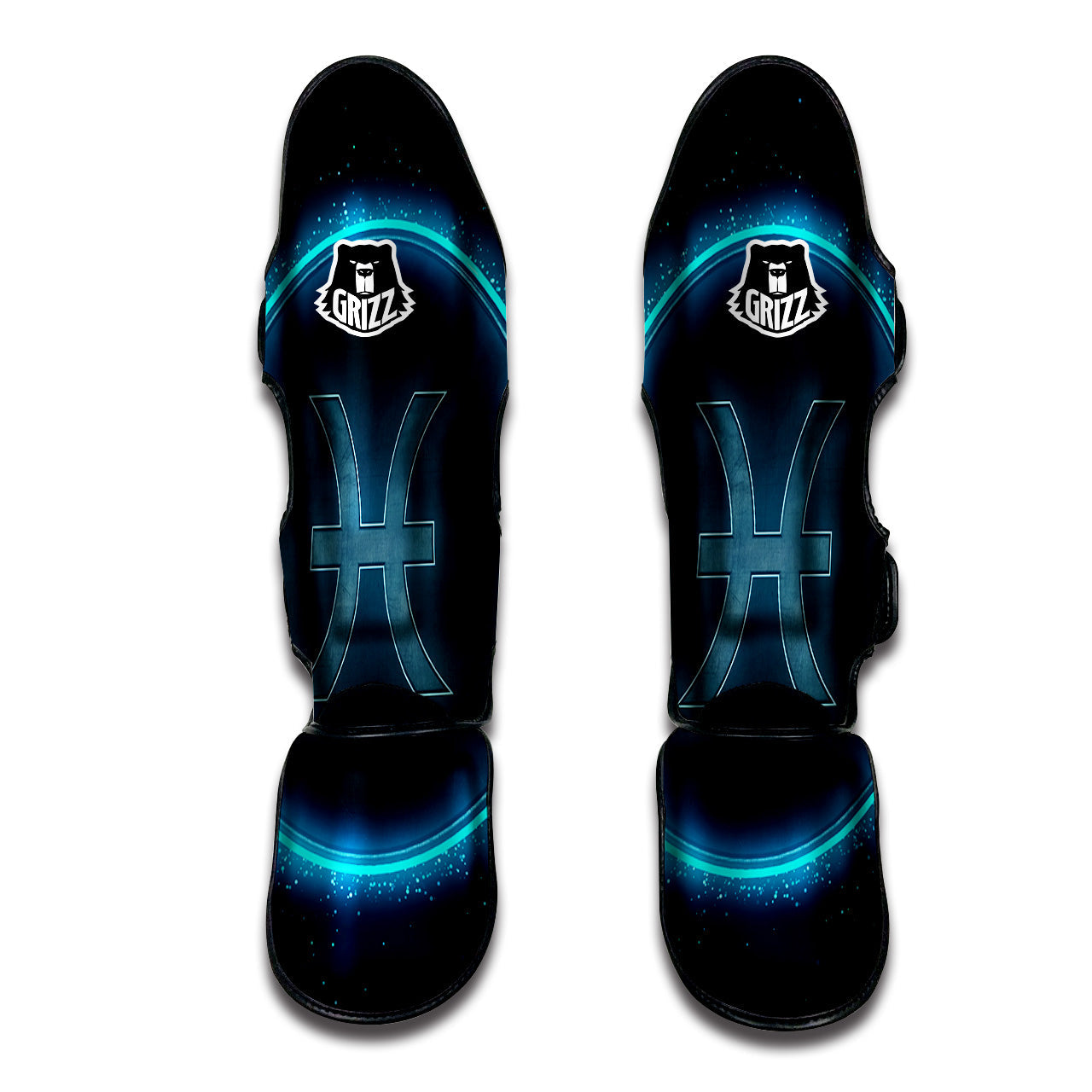 Zodiac Sign Blue Pisces Print Muay Thai Shin Guards-grizzshop