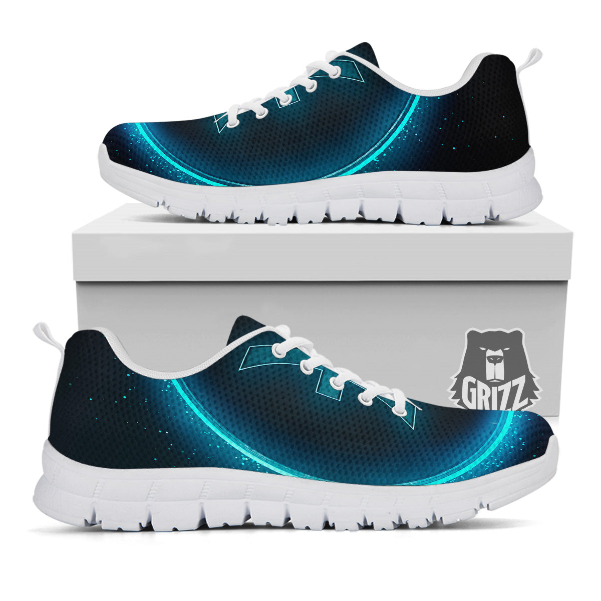 Zodiac Sign Blue Pisces Print White Sneaker-grizzshop