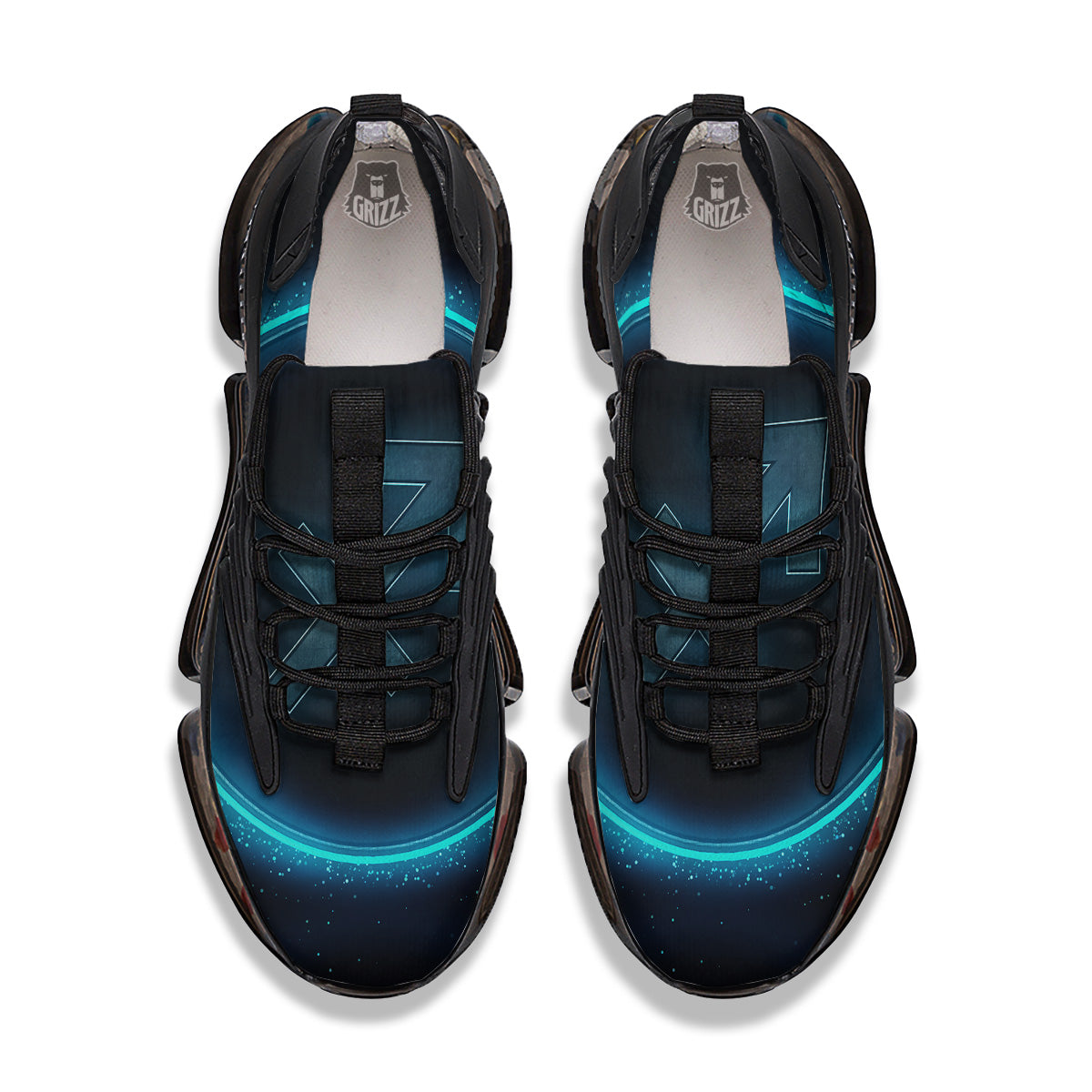 Zodiac Sign Blue Sagittarius Print Black Gym Shoes-grizzshop