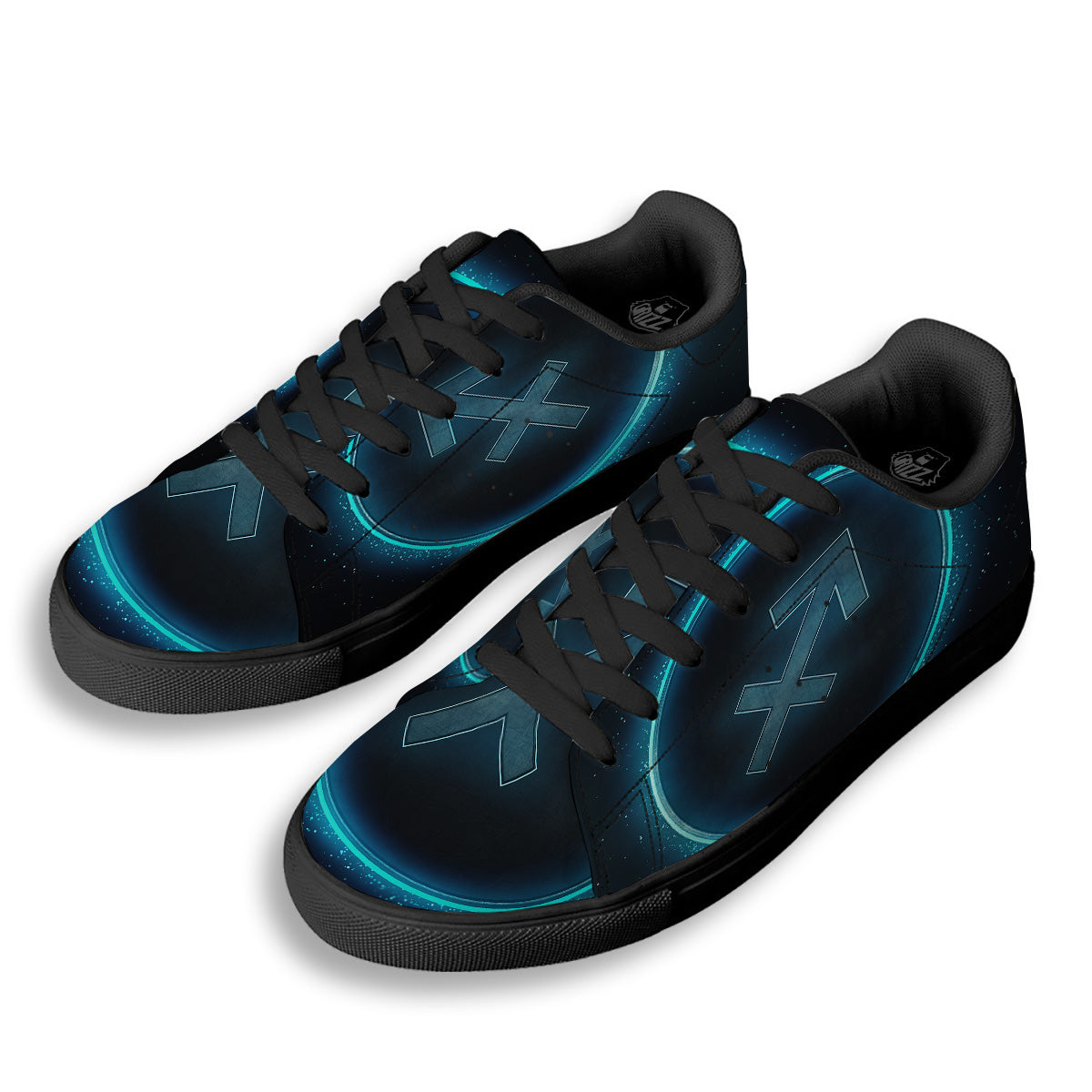 Zodiac Sign Blue Sagittarius Print Black Low Top Sneakers-grizzshop