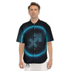 Zodiac Sign Blue Sagittarius Print Men's Short Sleeve Shirts-grizzshop