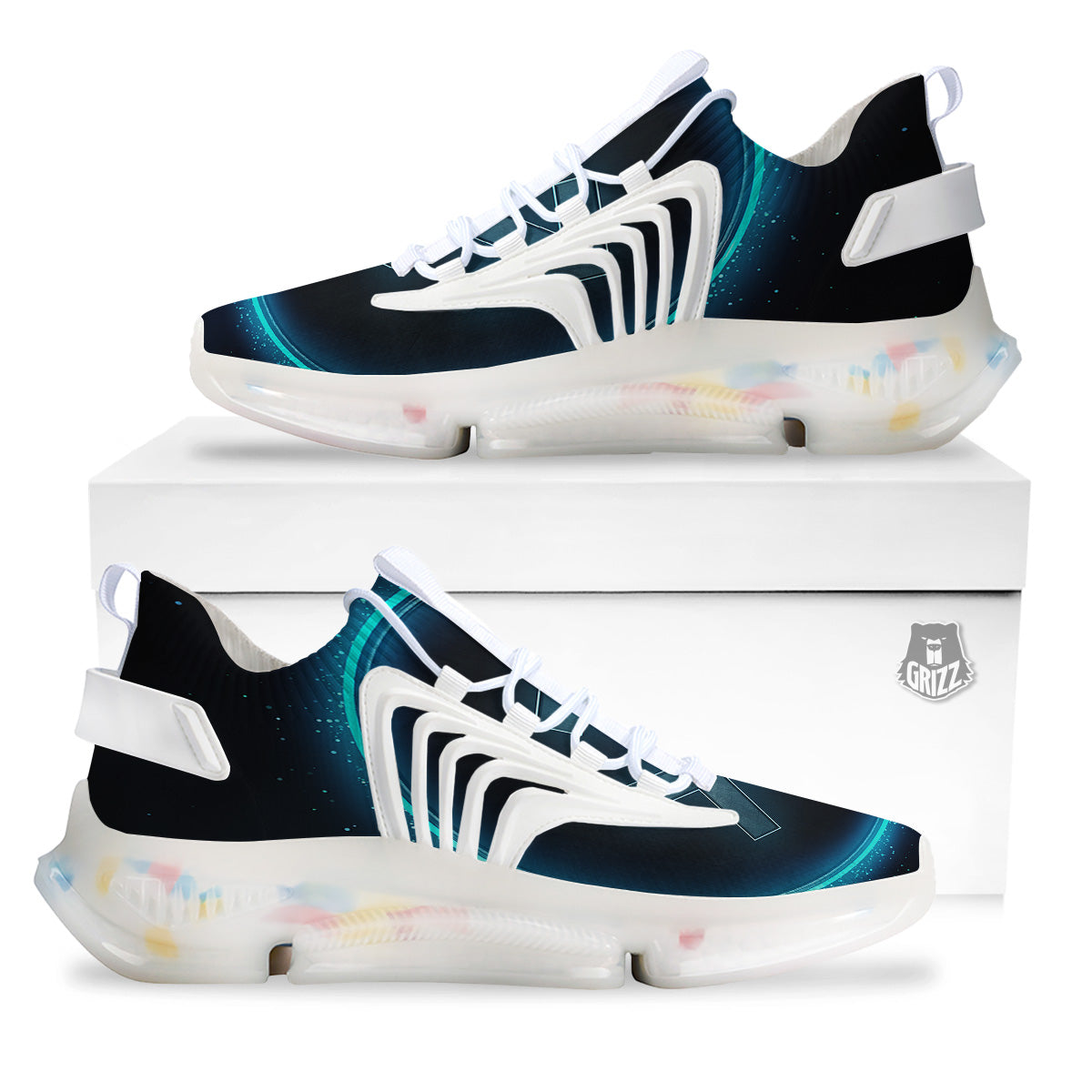 Zodiac Sign Blue Sagittarius Print White Gym Shoes-grizzshop