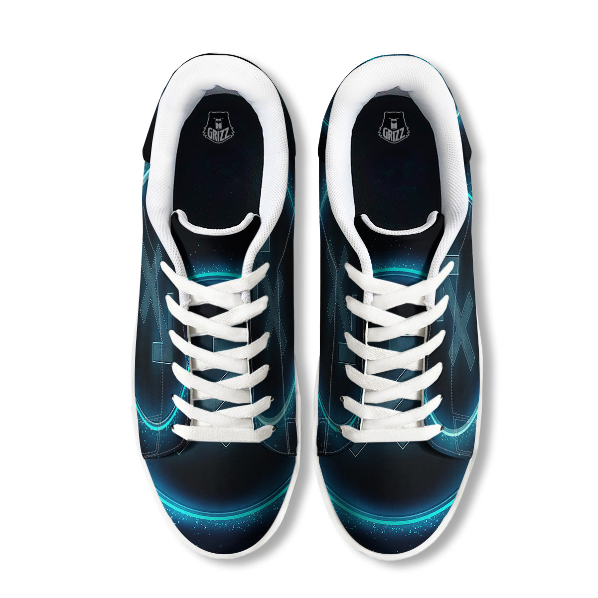 Zodiac Sign Blue Sagittarius Print White Low Top Sneakers-grizzshop