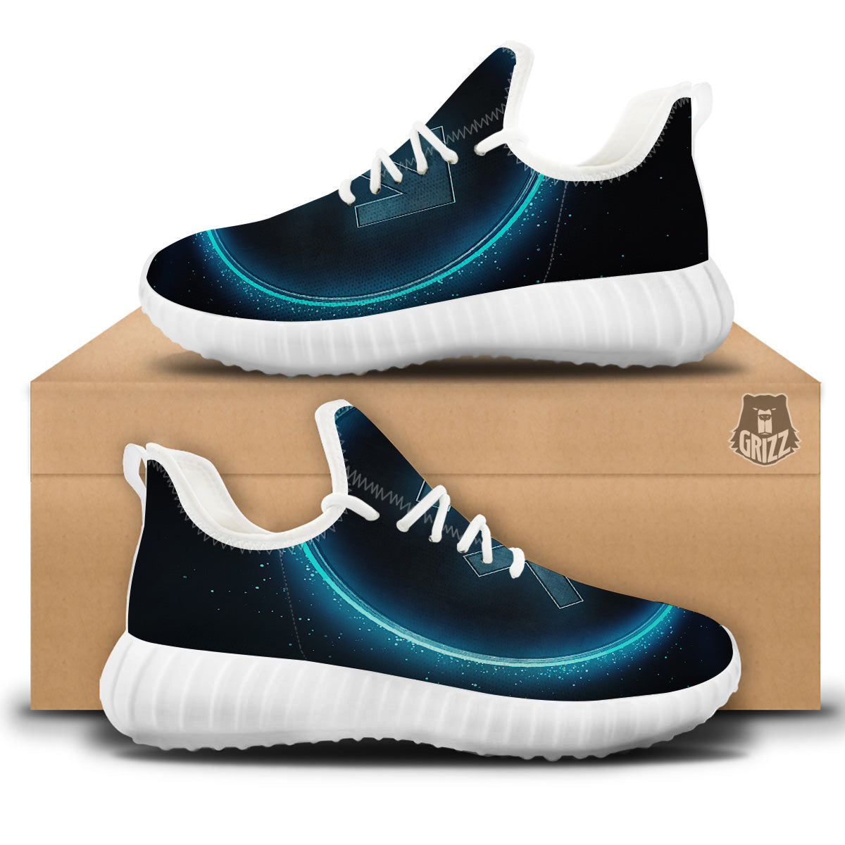 Zodiac Sign Blue Sagittarius Print White Walking Shoes-grizzshop