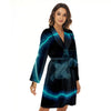 Zodiac Sign Blue Sagittarius Print Women's Robe-grizzshop