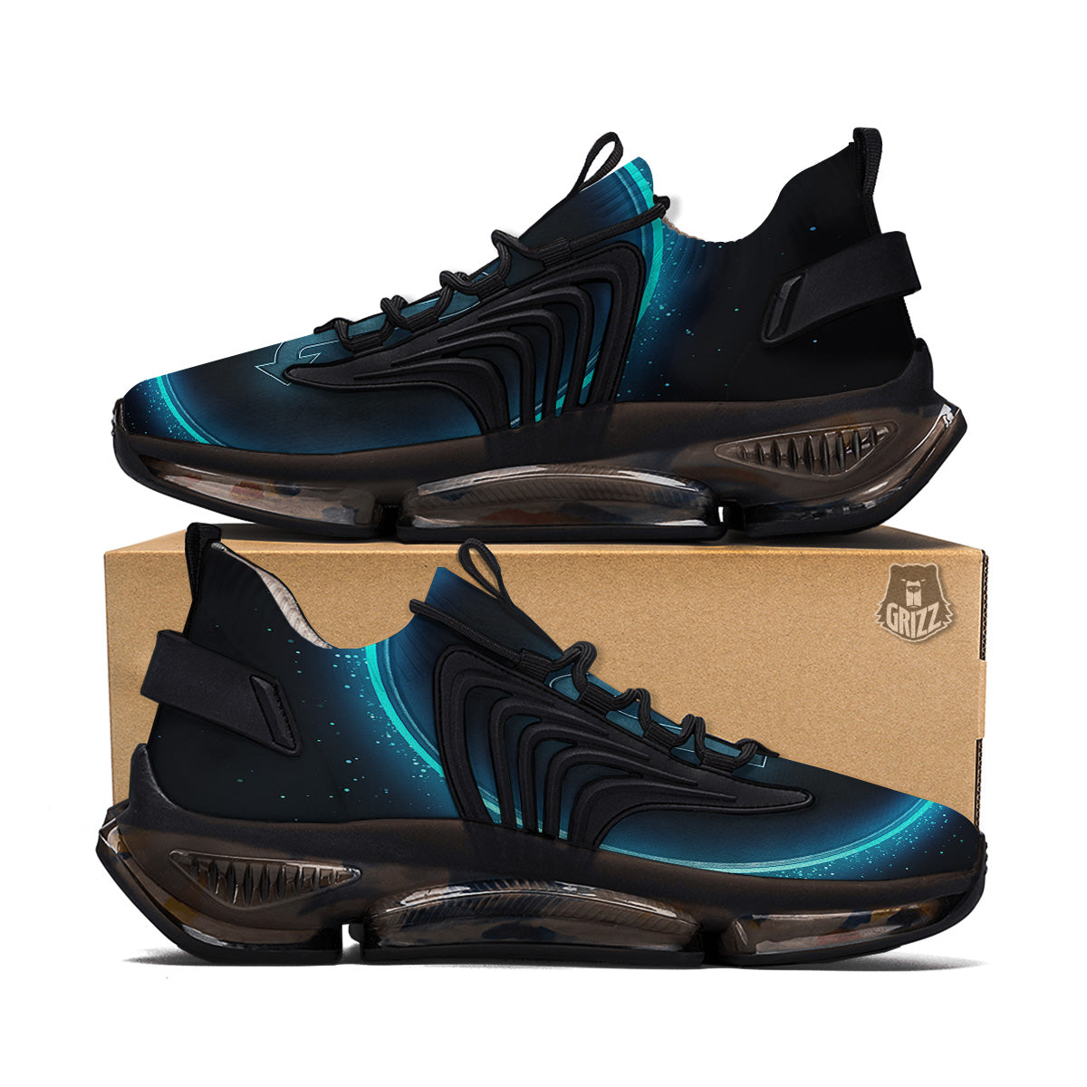 Zodiac Sign Blue Scorpio Print Black Gym Shoes-grizzshop