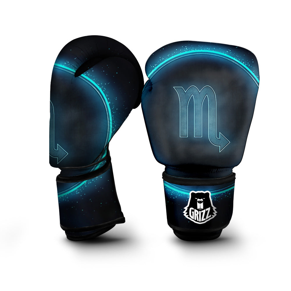 Zodiac Sign Blue Scorpio Print Boxing Gloves-grizzshop