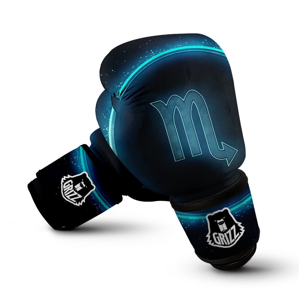 Zodiac Sign Blue Scorpio Print Boxing Gloves-grizzshop
