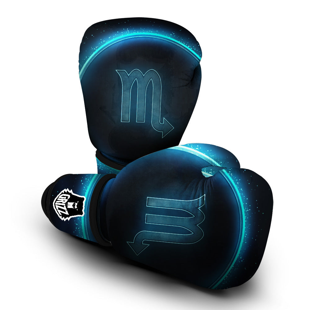 Zodiac Sign Blue Scorpio Print Boxing Gloves-grizzshop