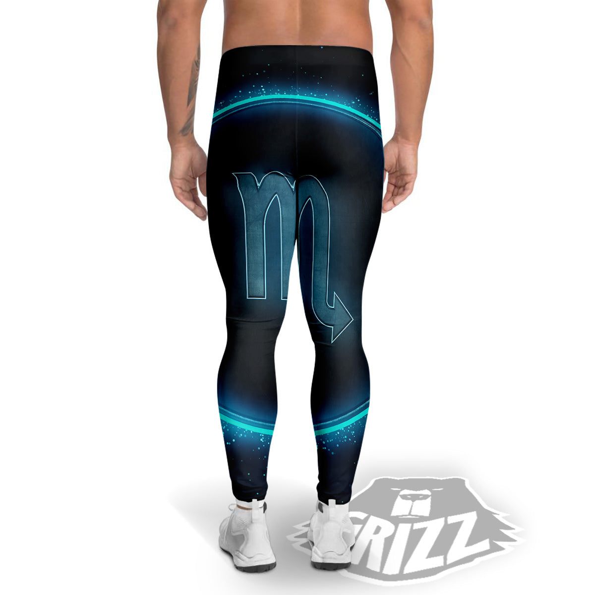 Zodiac Sign Blue Scorpio Print Men's Leggings-grizzshop