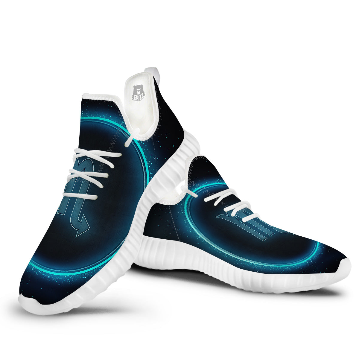 Zodiac Sign Blue Scorpio Print White Walking Shoes-grizzshop