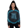 Zodiac Sign Blue Scorpio Print Women's Bomber Jacket-grizzshop