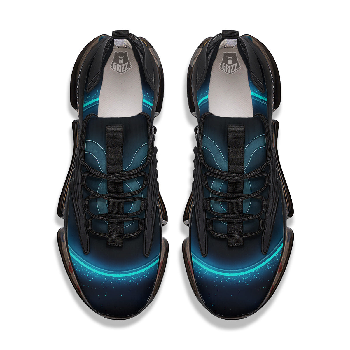 Zodiac Sign Blue Taurus Print Black Gym Shoes-grizzshop