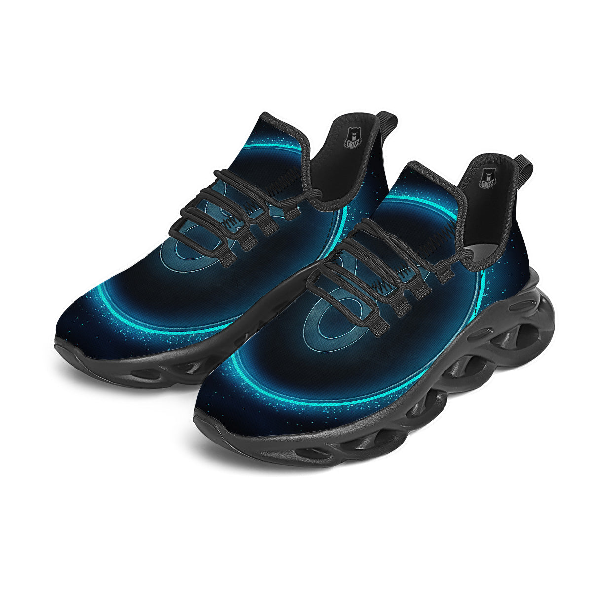 Zodiac Sign Blue Taurus Print Black Running Shoes-grizzshop