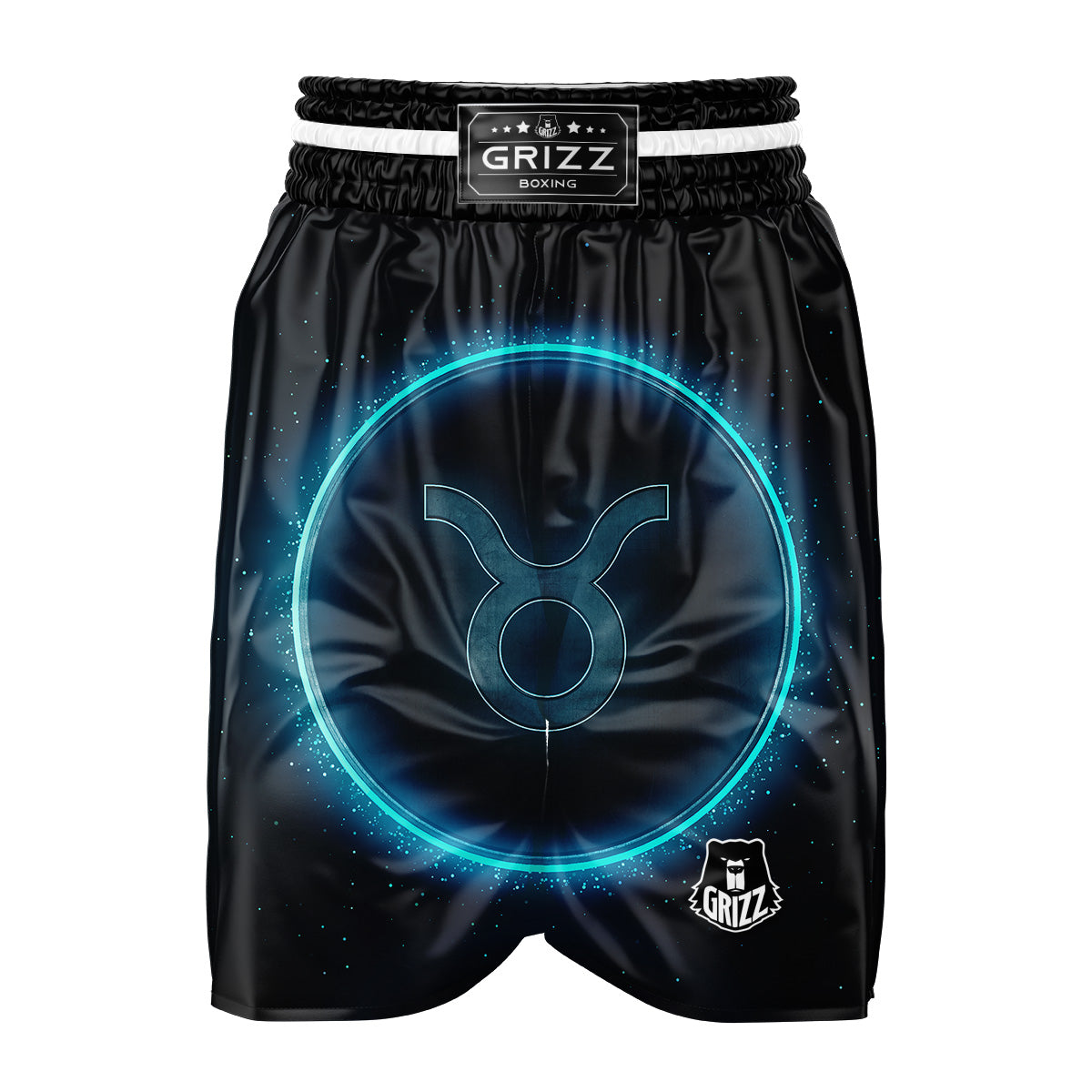 Zodiac Sign Blue Taurus Print Boxing Shorts-grizzshop