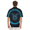 Zodiac Sign Blue Taurus Print Men's Short Sleeve Shirts-grizzshop